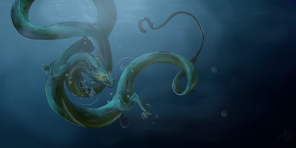 Undervattens drake, ritad av Moa Mattbäck
